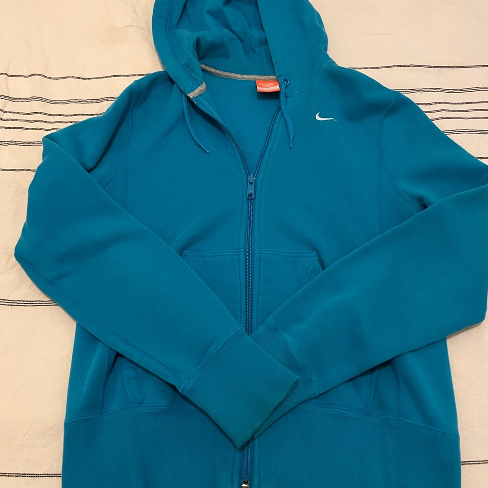 Nike Teal Full-Zip Hoodie with Logo
